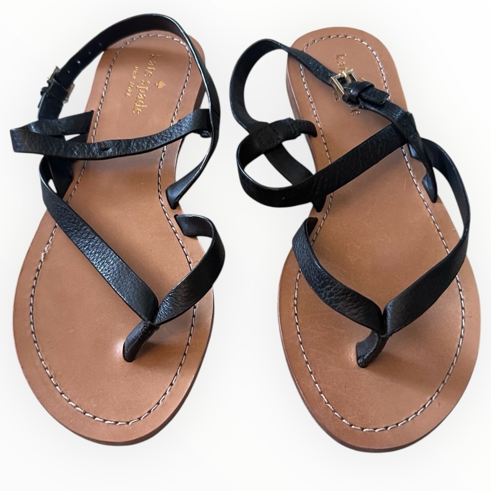 Kate Spade Black Leather Sandals View 3
